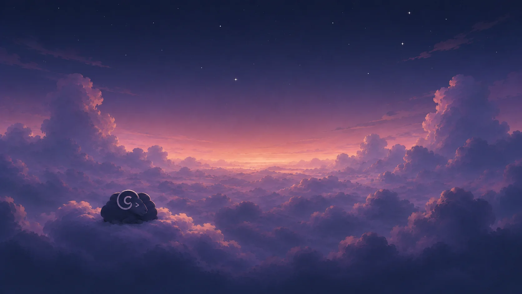 A ram, asleep above the clouds. Or working, hard to tell.